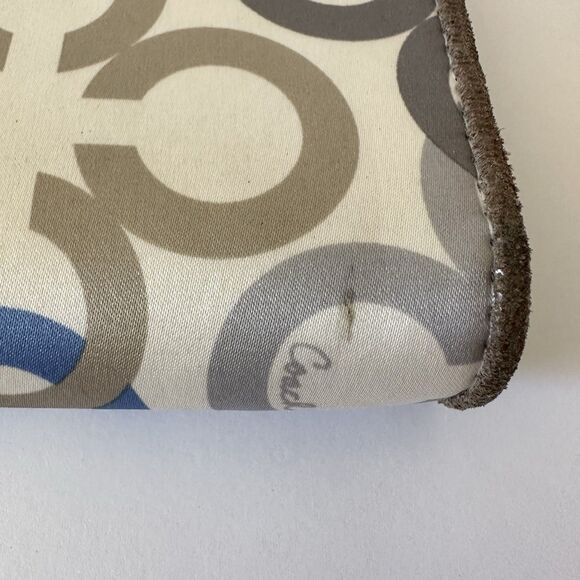 Coach Women's Madison Clover Op Art Wallet Blue Cream Brown Satin - Picture 11 of 15